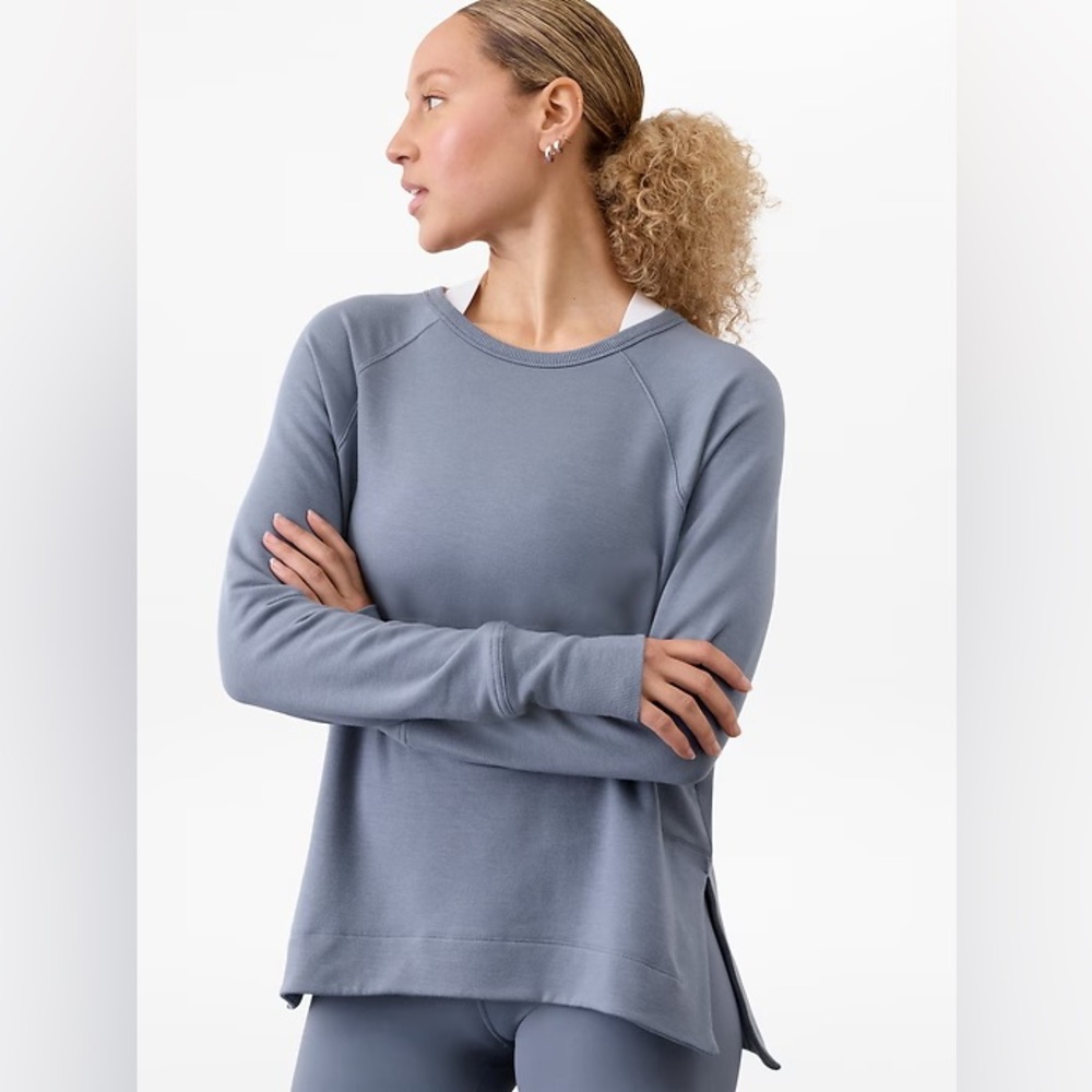Athleta Coaster Luxe Recover Sweatshirt in Light Blue